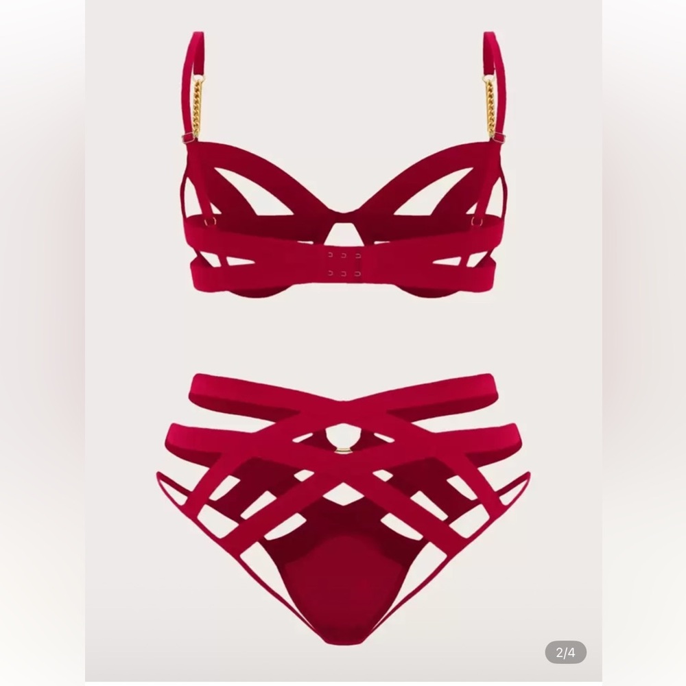 SHEIN Burgundy Strappy Bra Set - Picture 2 of 5